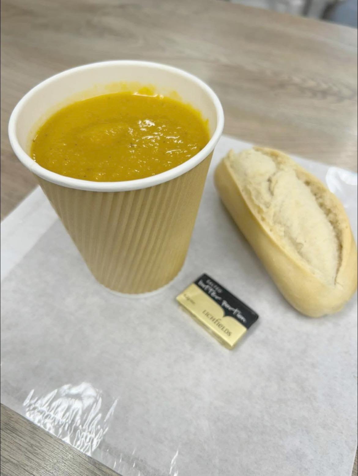Daily hot food - soup and roll